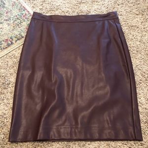 Burgundy Faux Leather Pencil Skirt